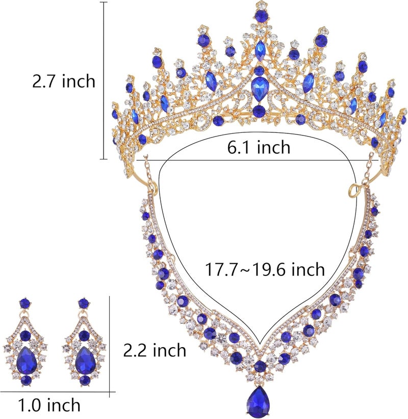 Kamirola Tiaras and Crowns for Women,Tiaras Earrings Necklace, Crystal Bridal Jewelry Set, Costume Party Halloween Prom Pageant Jewelry for Women (TR28) - Image 5